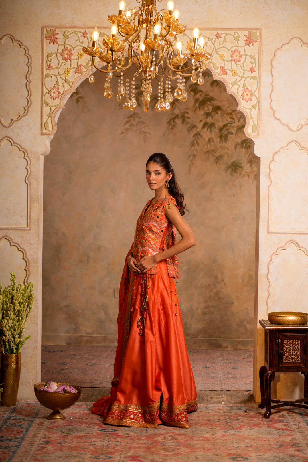 KIRAN PEACH ORANGE LEHENGA SET