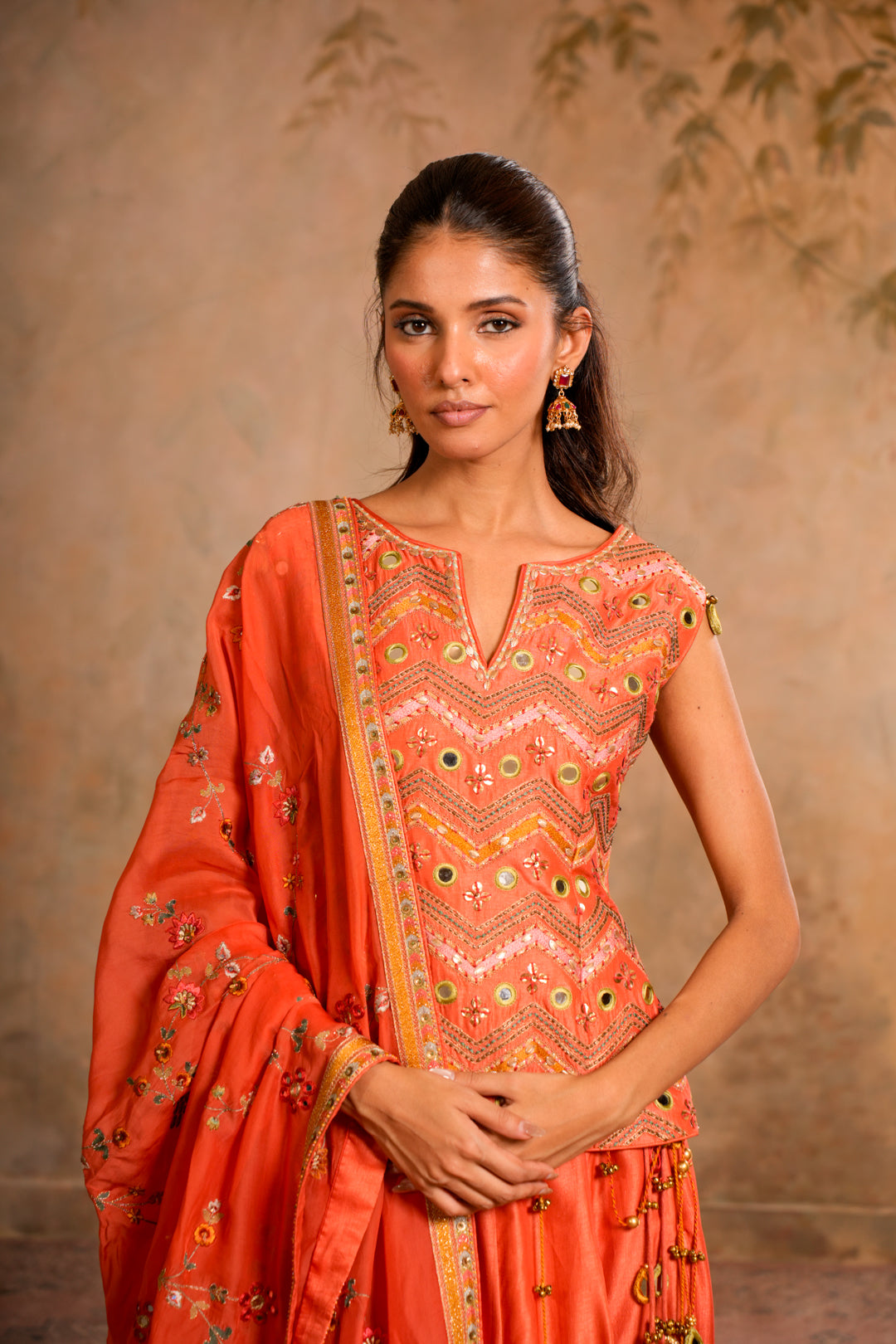 KIRAN PEACH ORANGE LEHENGA SET