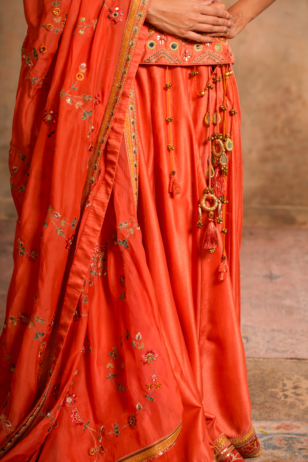 KIRAN PEACH ORANGE LEHENGA SET