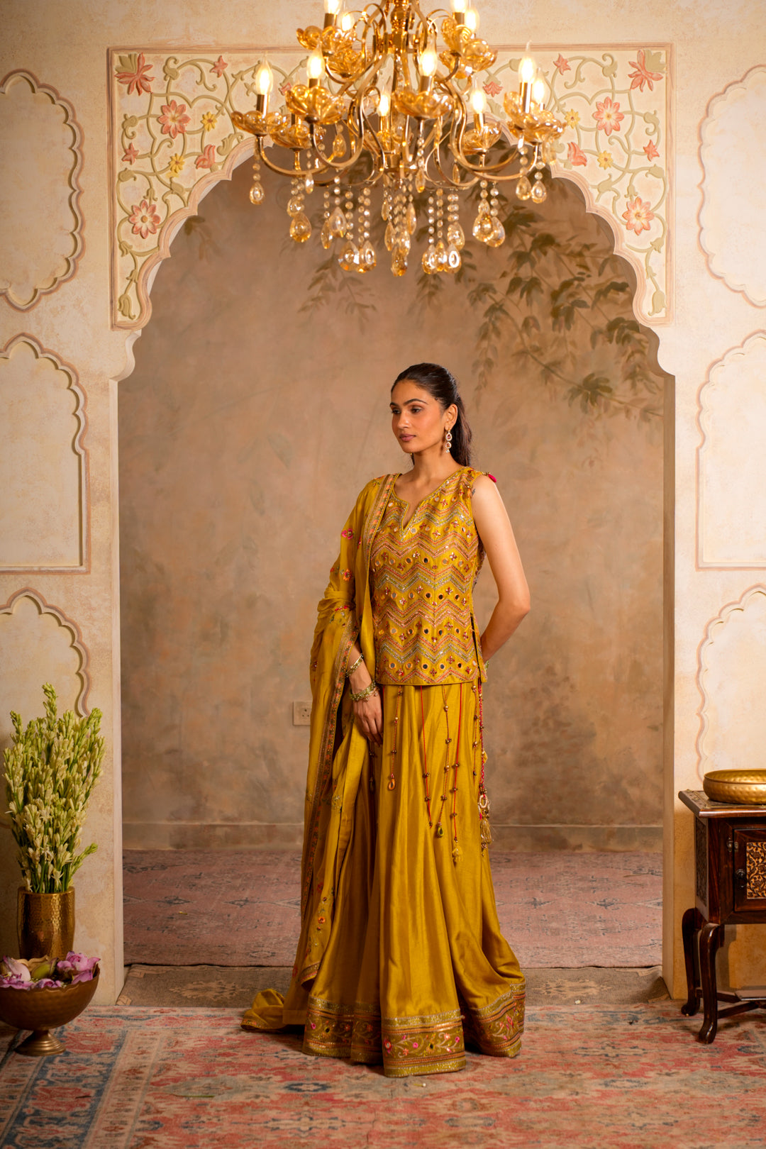 KIRAN GREENISH YELLOW LEHENGA SET