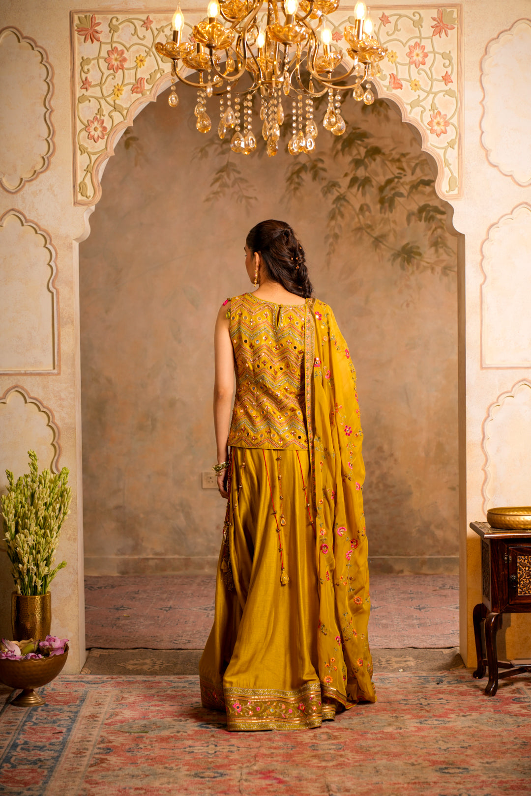 KIRAN GREENISH YELLOW LEHENGA SET