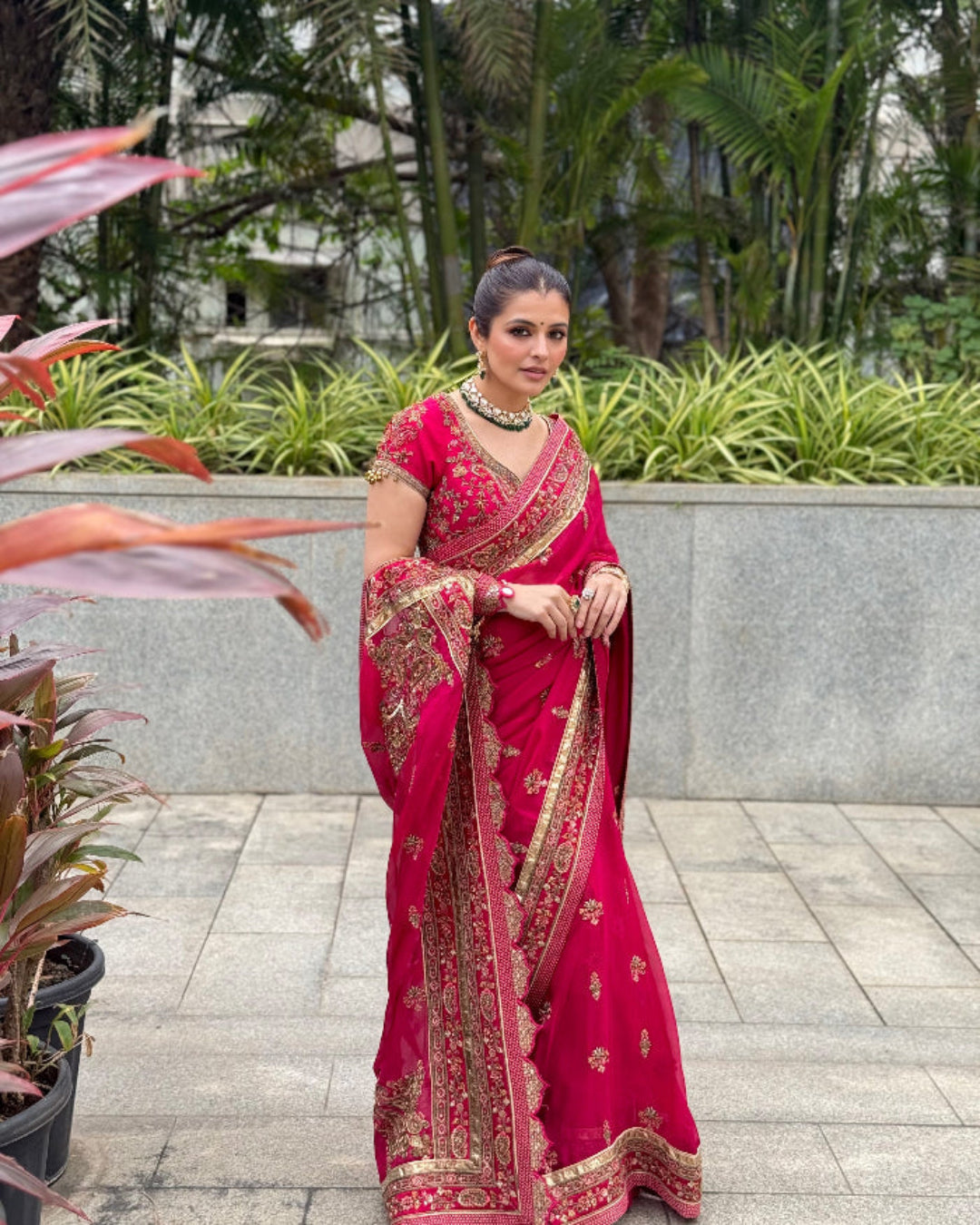 Natasha Luthra In Gauri Magenta Pink Saree