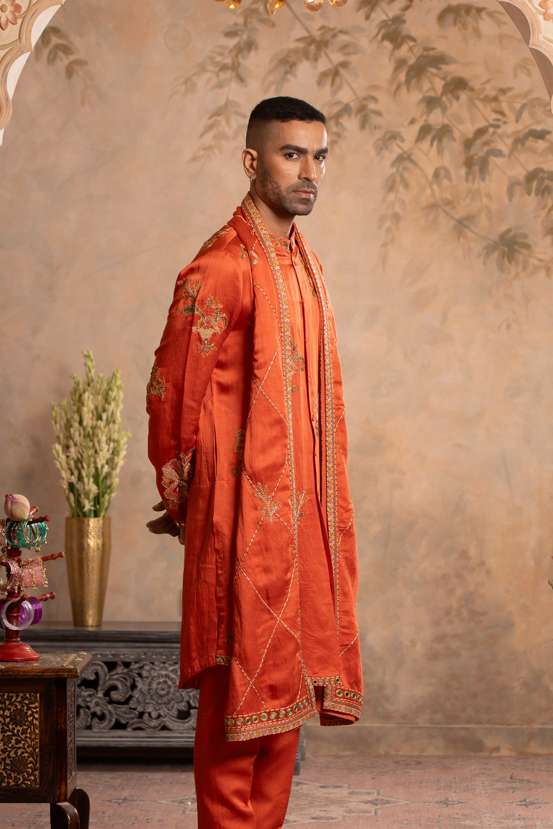 ABEER PEACH ORANGE KURTA SET