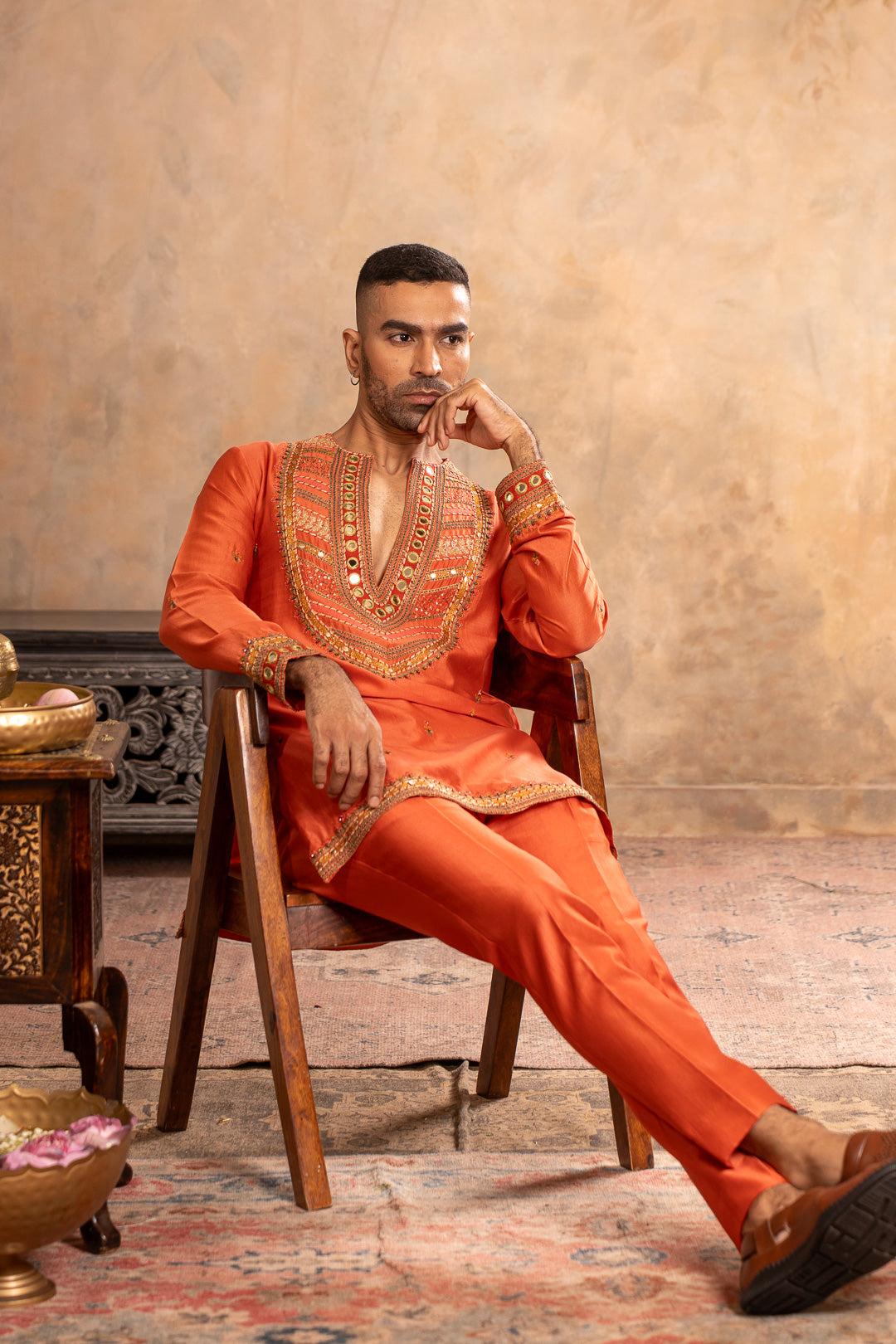 TEJ PEACH ORANGE  KURTA SET