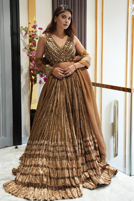 Shweta Sharma Jain In Ruchika Brown Lehenga Set