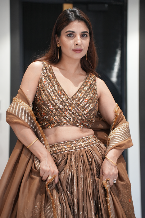 Shweta Sharma Jain In Ruchika Brown Lehenga Set