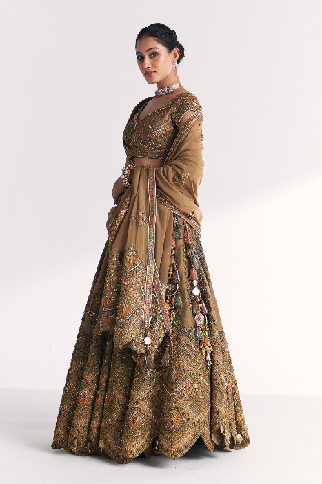 Kasturi Gold Lehenga Set
