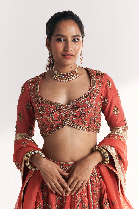 Kesar Tangerine Lehenga Set