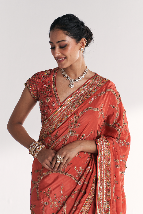 Khwab Tangerine Saree
