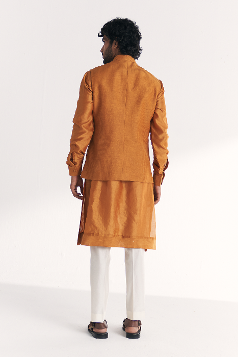 Mahwar Mustard Nehru Jacket Set