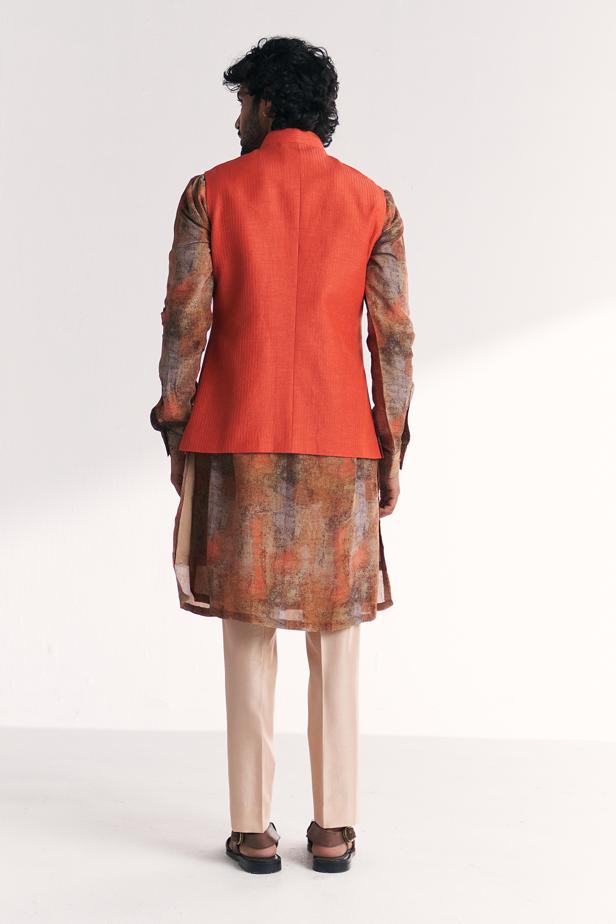 Chandan Tangerine Nehru Jacket Set