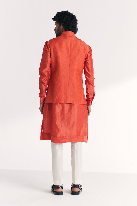 Rawal Tangerine Nehru Jacket Set