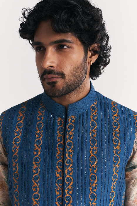 Musawir Blue Nehru Jacket Set