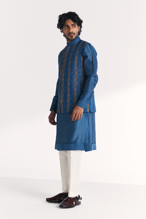 Shahid Blue Nehru Jacket Set