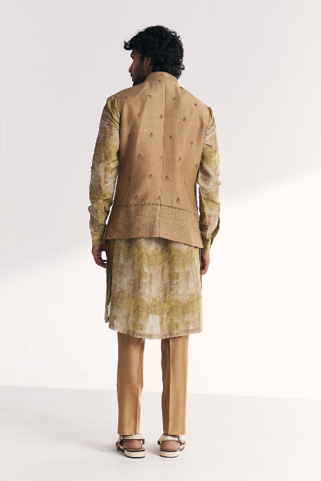 Dilawar Green Nehru Jacket Set