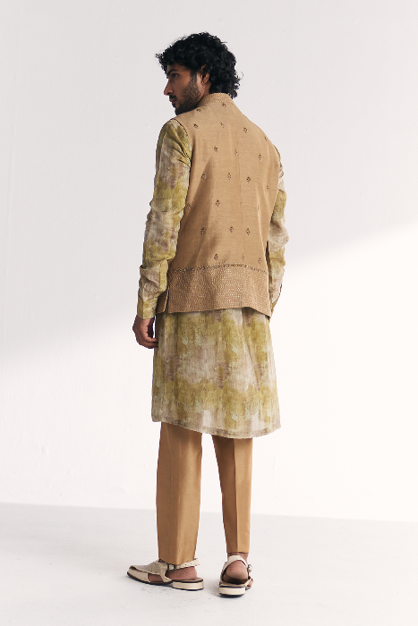 Dilawar Green Nehru Jacket Set