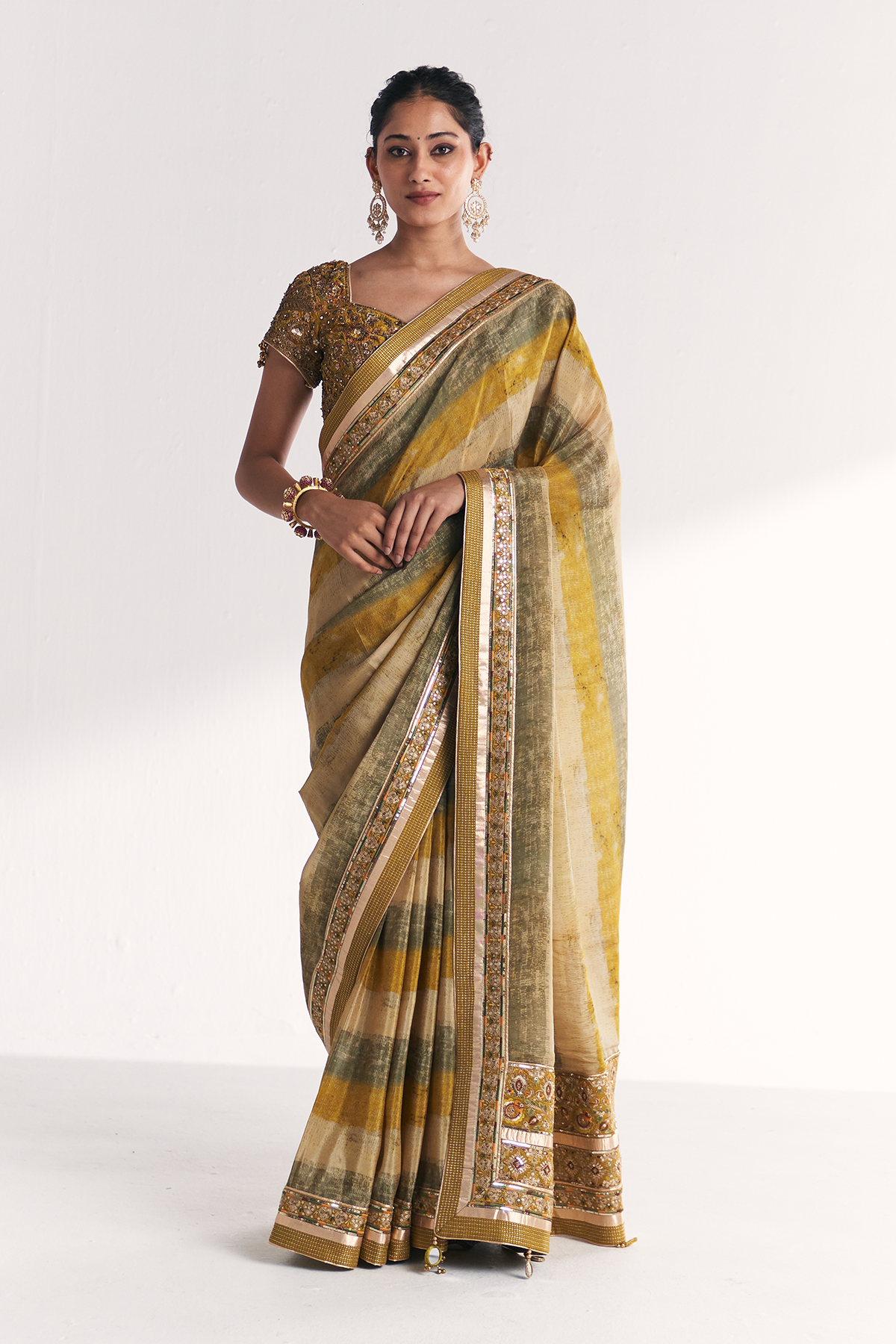 Kusum Lime Green Saree