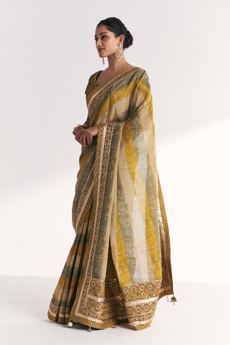 Kusum Lime Green Saree