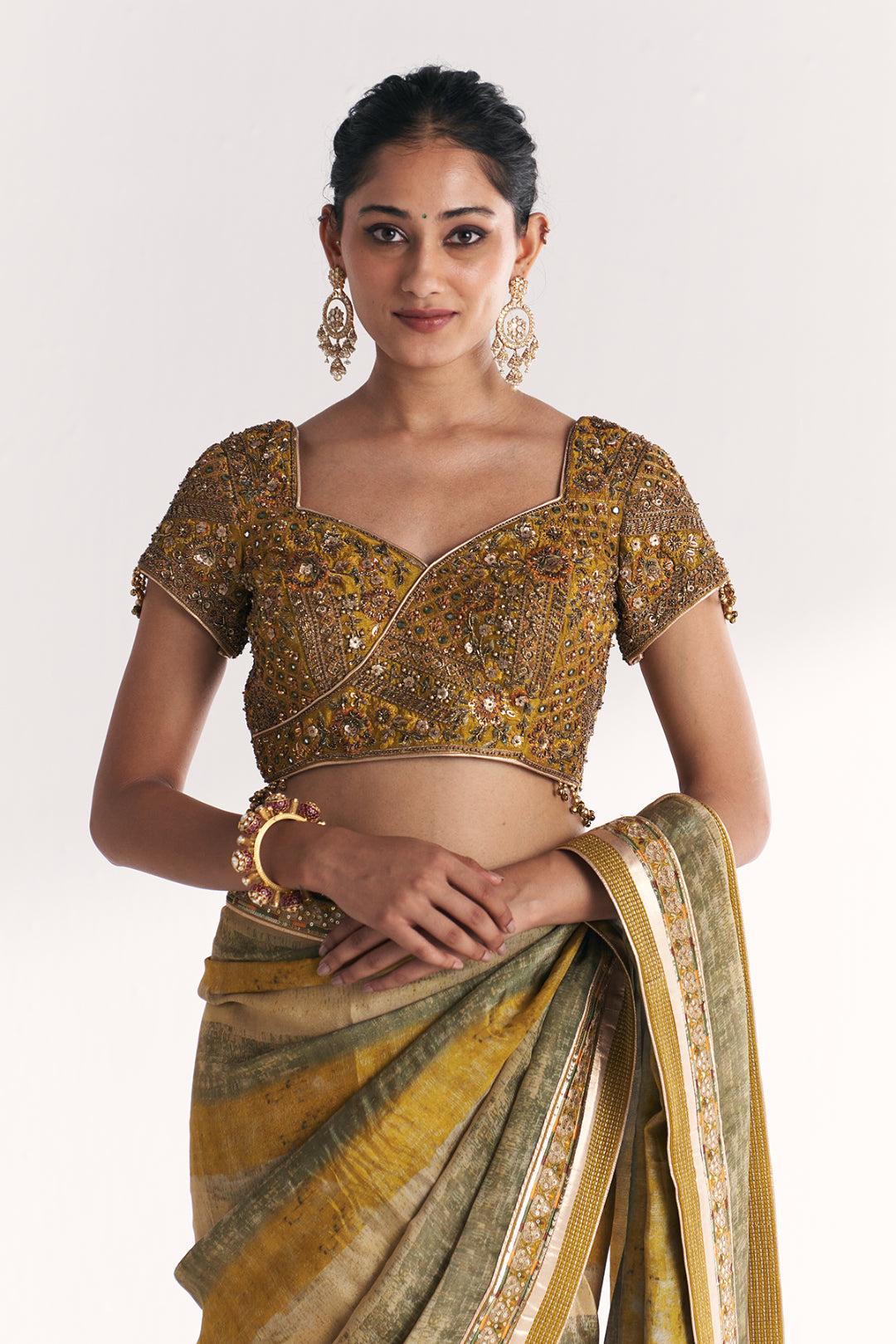 Kusum Lime Green Saree