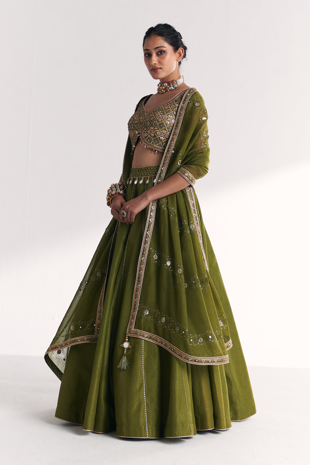 Rangooli Green Lehenga Set