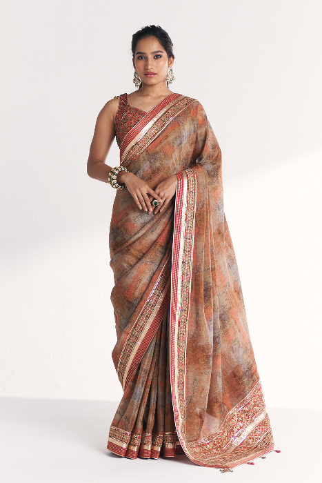 Phulwari Orange Saree