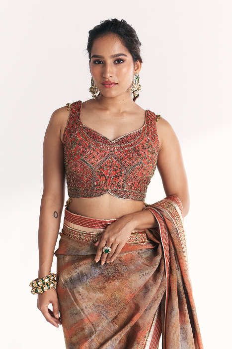 Phulwari Orange Saree