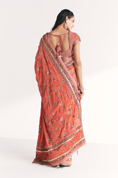 Jannat Tangerine Saree