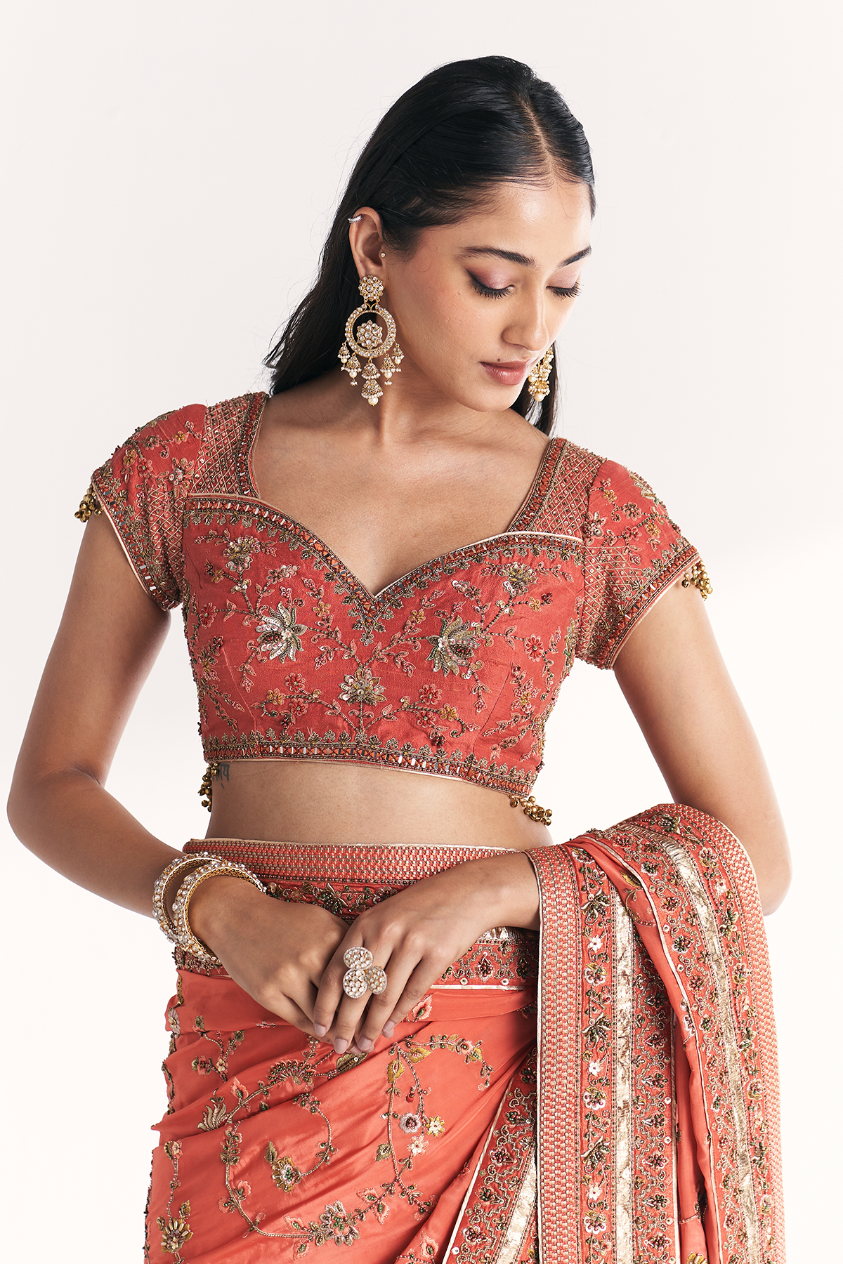 Jannat Tangerine Saree