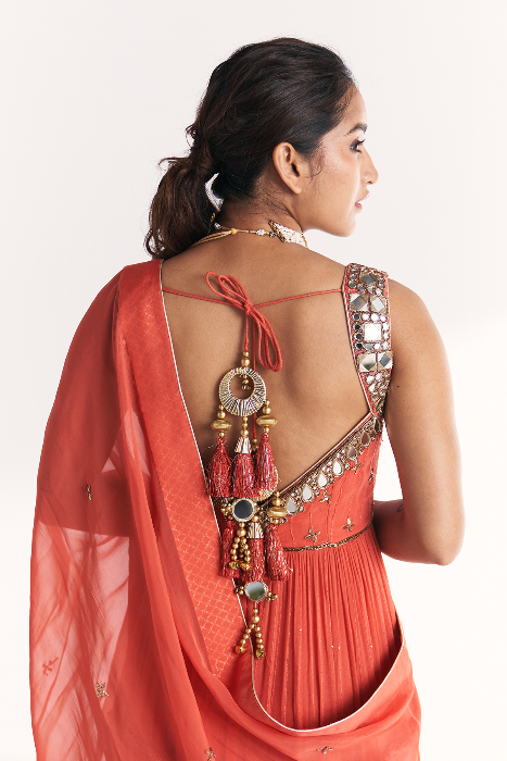 Safar Tangerine Anarkali