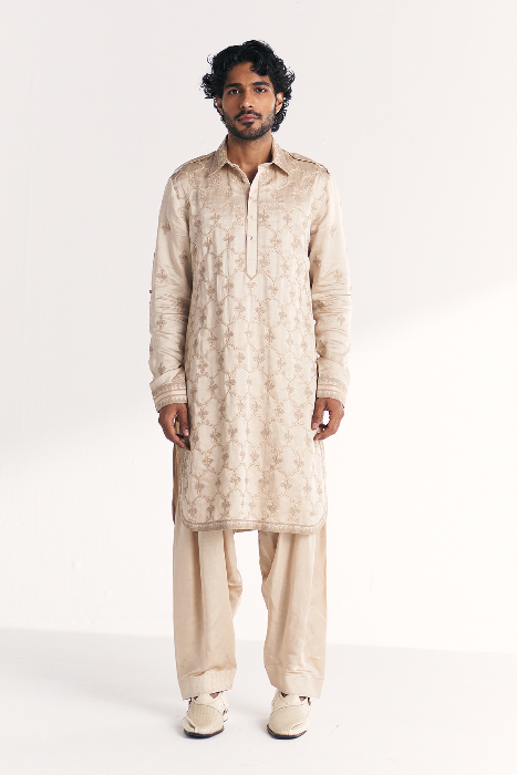 Athar Ivory Pathani Kurta Set