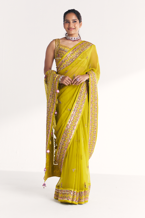 Rangeela Lime Green Saree