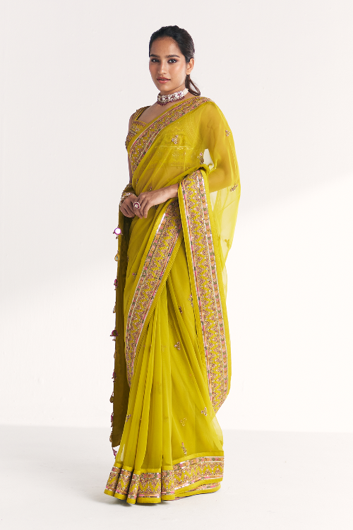 Rangeela Lime Green Saree