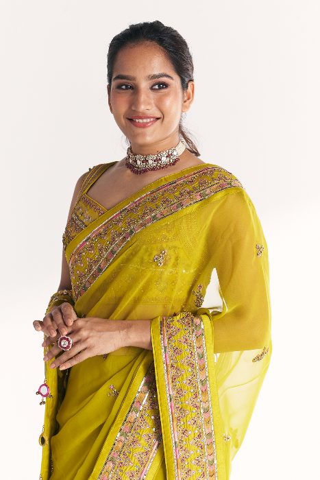 Rangeela Lime Green Saree
