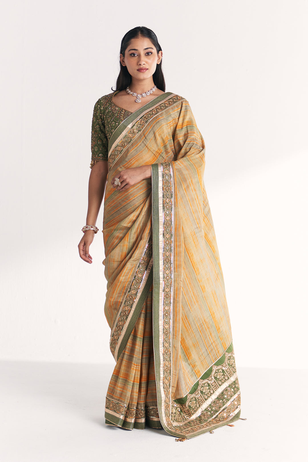 Morni Green Saree