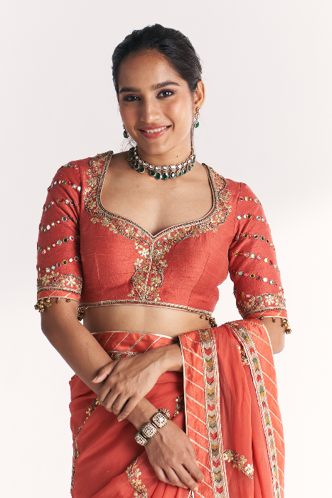 Rimjhim Tangerine Saree