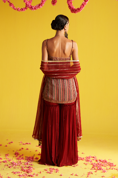 REEMA MAHROON SHARARA SET