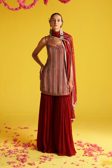 REEMA MAHROON SHARARA SET