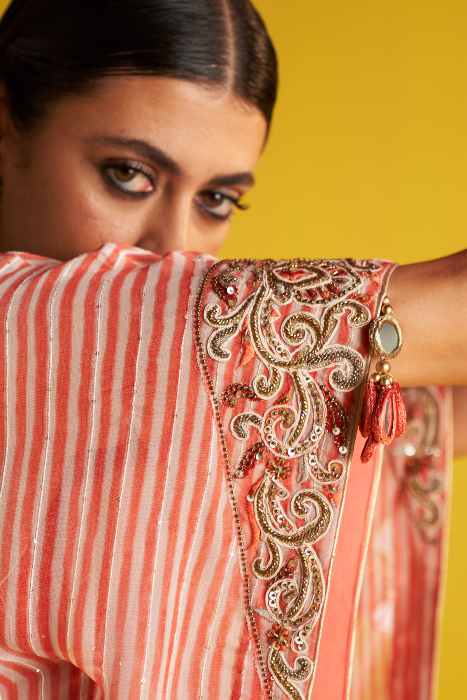 PREETI PEACH KAFTAN SET