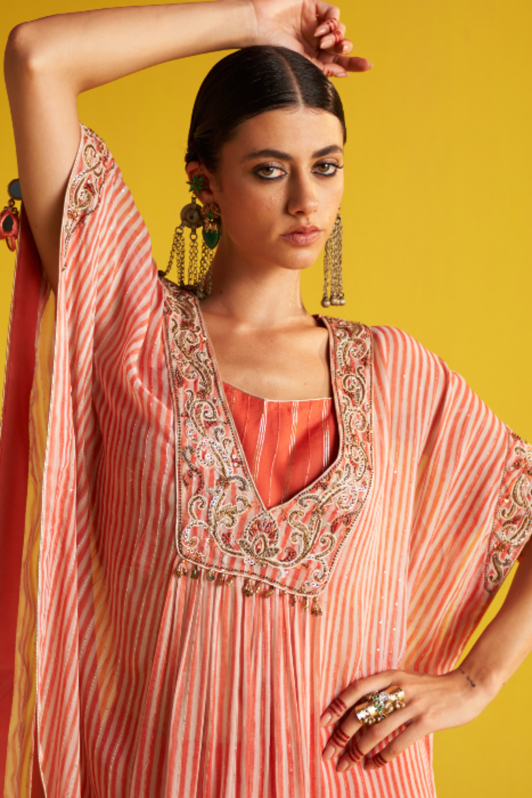 PREETI PEACH KAFTAN SET