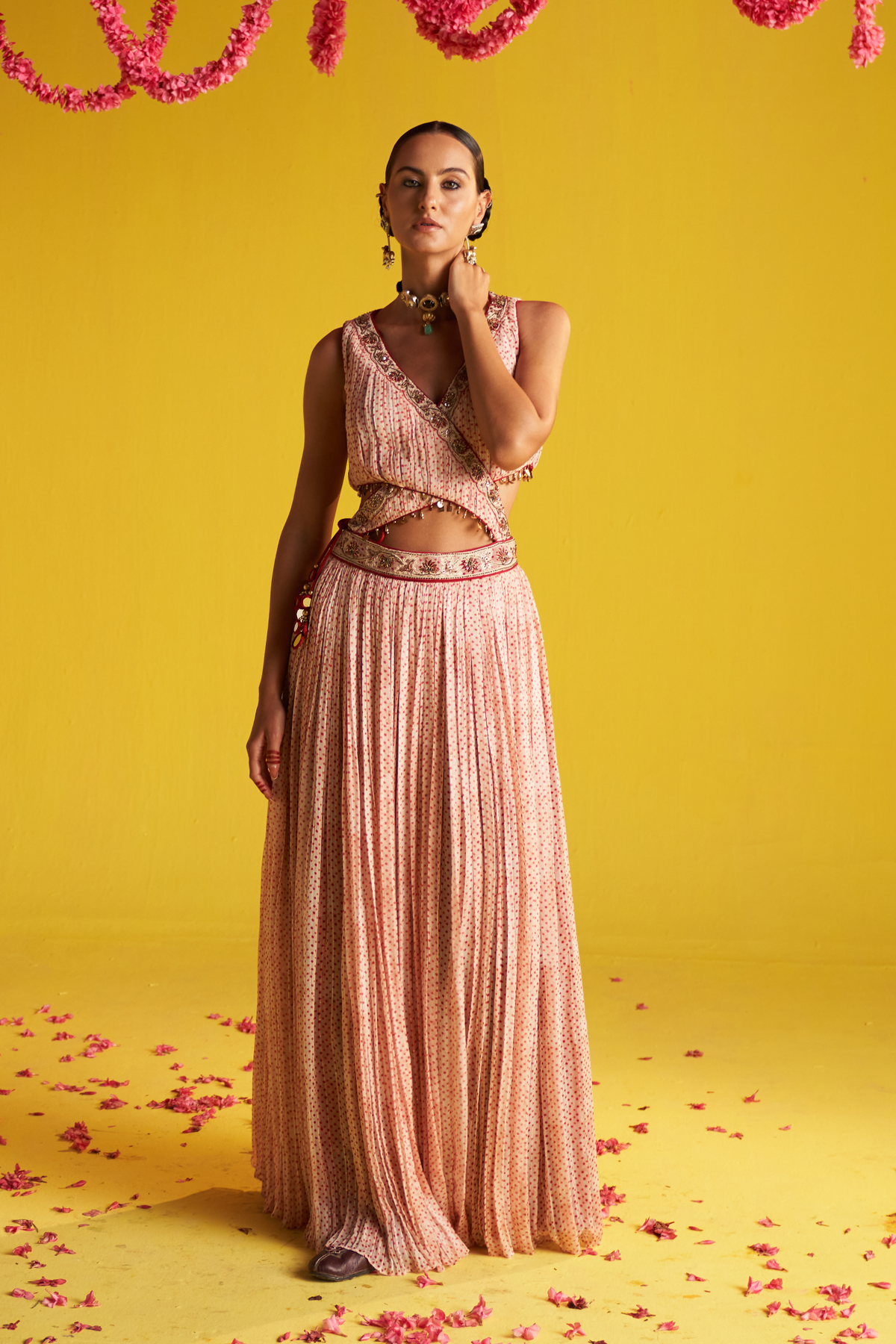 PIA ORANGE ANARKALI SET