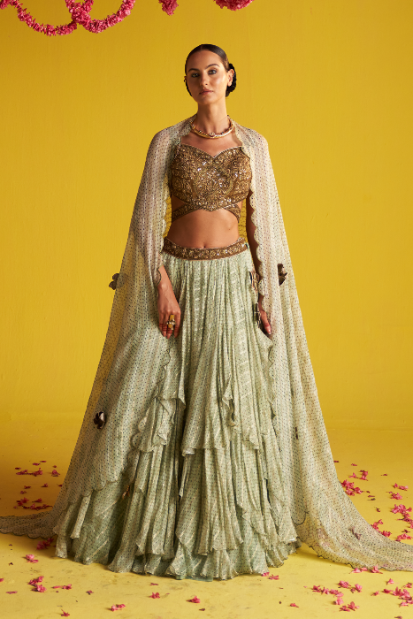 SANA GREEN LEHENGA SET