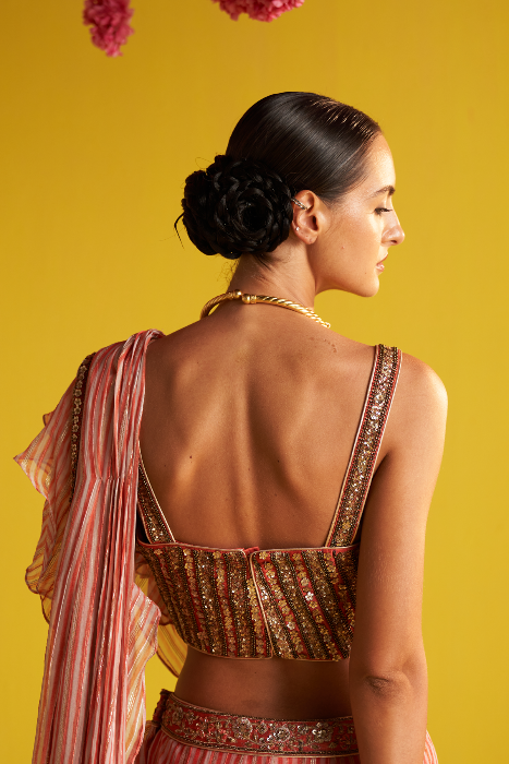 ESHA PEACH SAREE SET