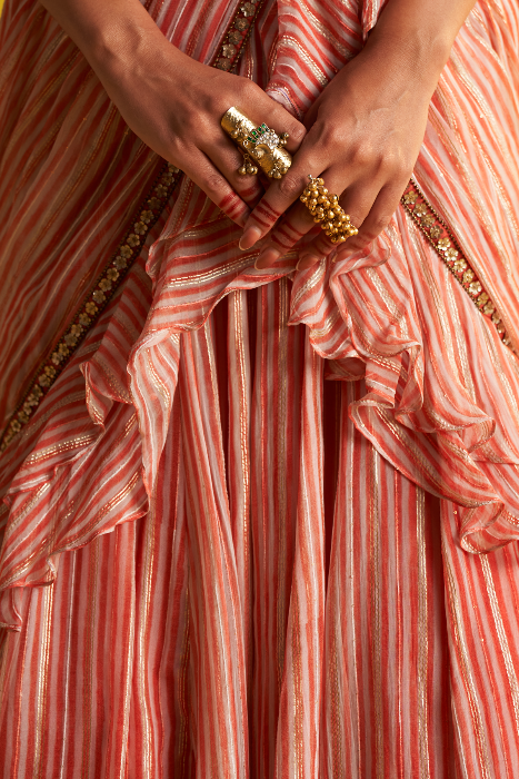 ESHA PEACH SAREE SET