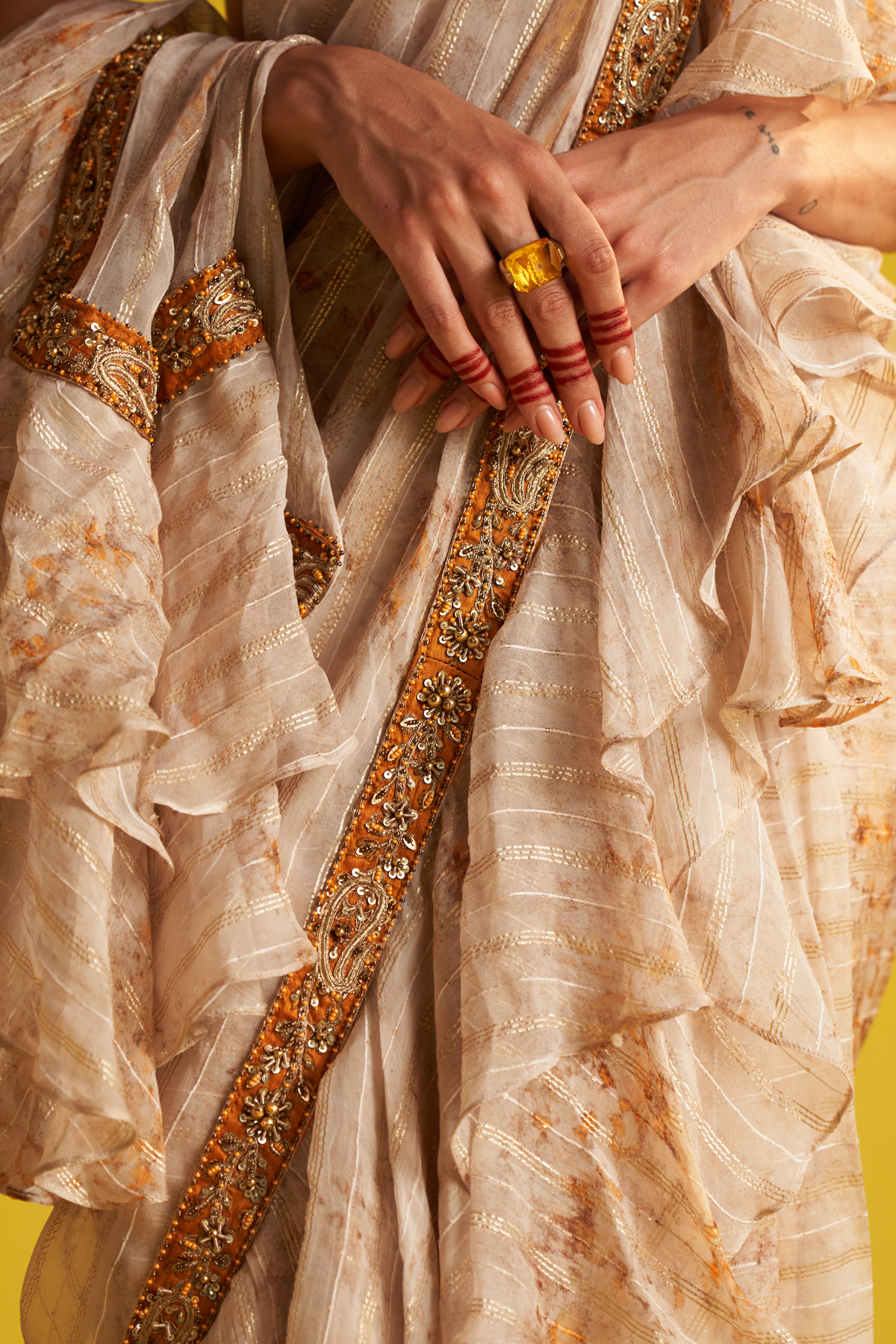 VEDA YELLOW SAREE SET