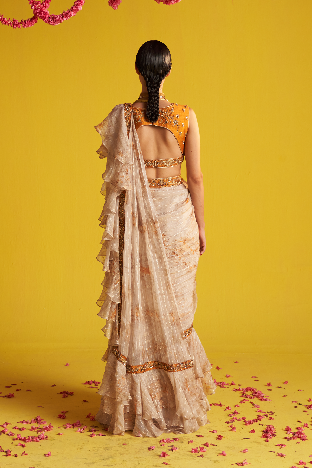 VEDA YELLOW SAREE SET