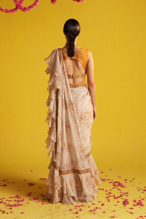 VEDA YELLOW SAREE SET