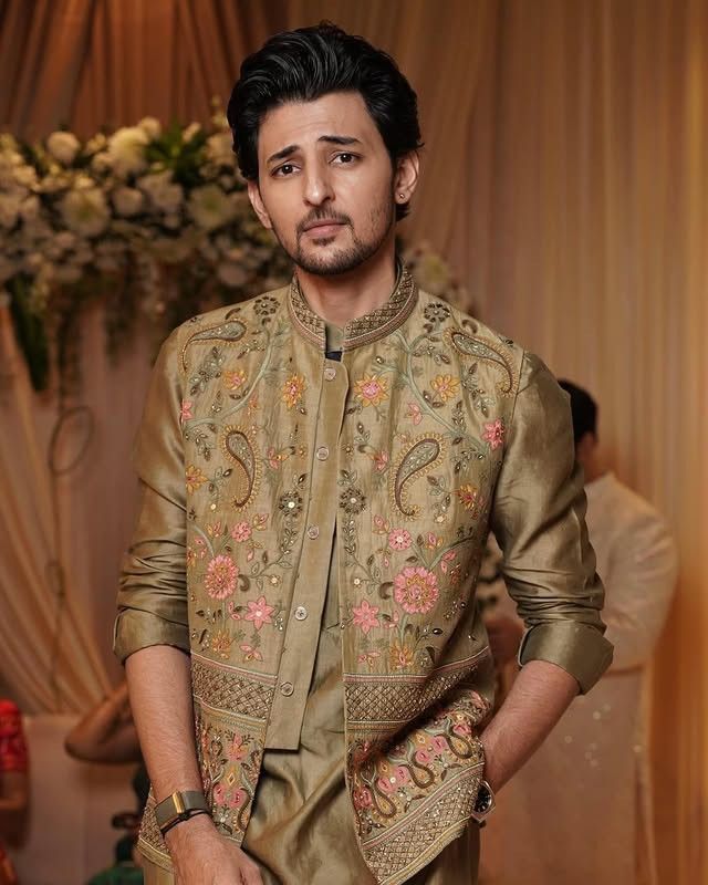 DARSHAN RAVAL IN REYANSH SAGE GREEN BUNDI SET