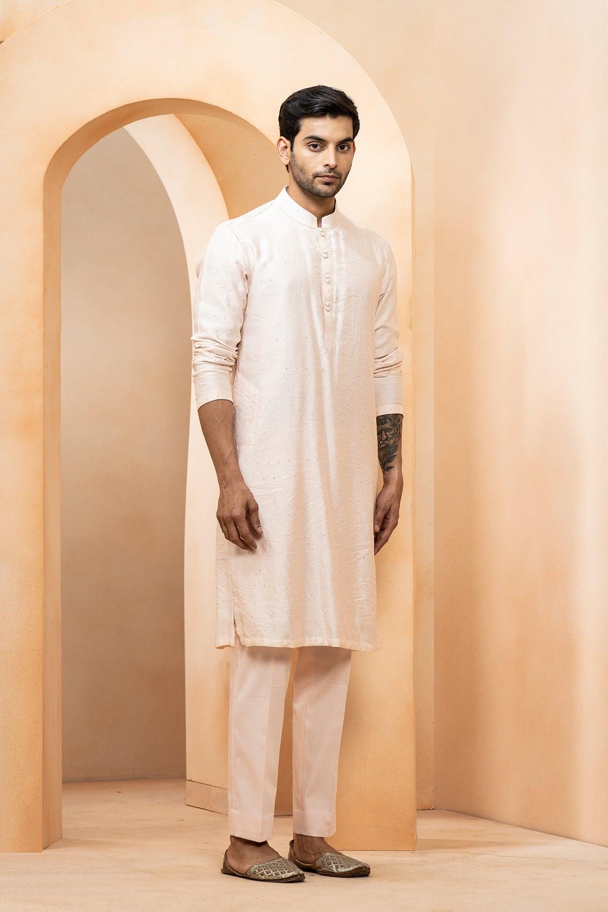 Ashar Chanderi & Fine Silk Nehru Jacket set - Studio Bagechaa