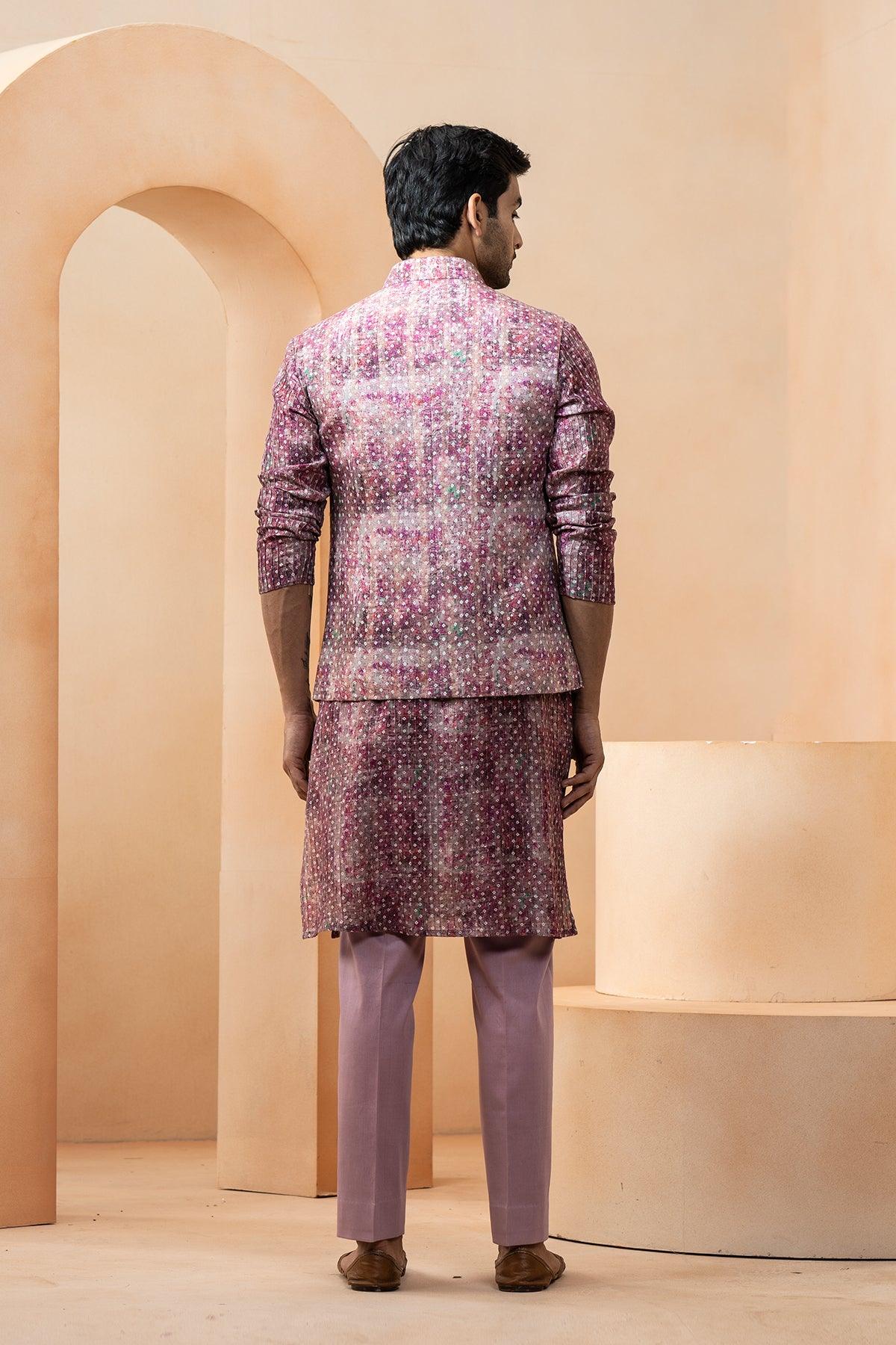 Firdauz Chanderi Nehru Jacket set - Studio Bagechaa