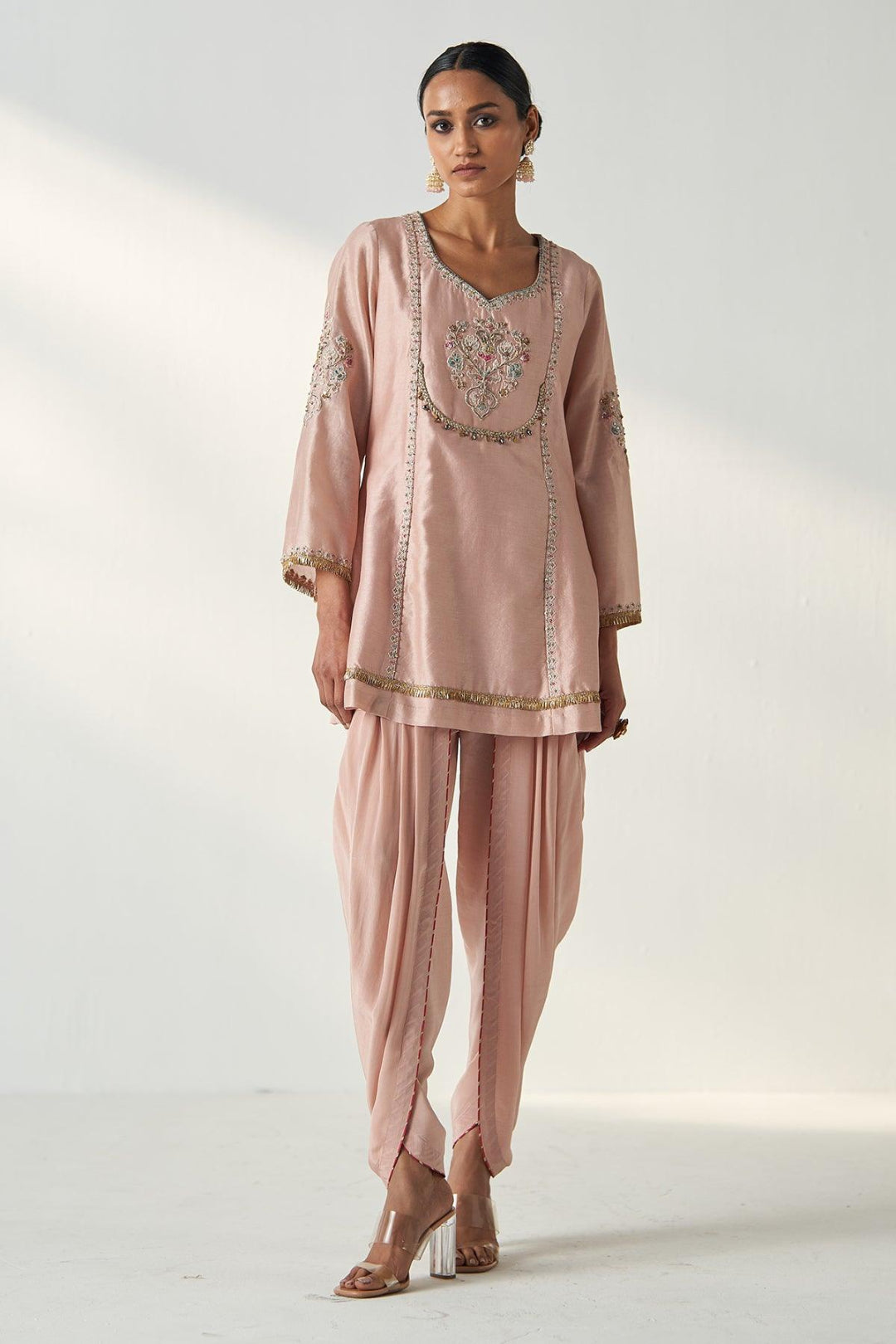 PIHU BLUSH PINK TULIP PANT SET - Studio Bagechaa